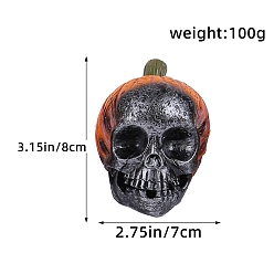 Оранжевый Хэллоуин украшения, Фигурки черепа тыквы из смолы для украшения домашнего рабочего стола, оранжевые, 80x70 мм