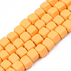 Sandy Brown Handmade Polymer Clay Beads Strands, Cube, Sandy Brown, 5x5x5mm, Hole: 1.8mm, about 86~88pcs/strand, 15.35 inch~16.34 inch(39~41.5cm)