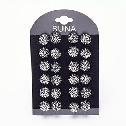 566_Черный Гематит Подарок для валентина для нее, 925 серьги из стерлингового серебра австрийского хрусталя, мяч серьги, круглые, 566 _jet гематита, 4 мм