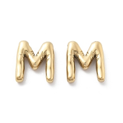 Letter M 304 подвески из нержавеющей стали, реальный 14 k позолоченный, ионное покрытие (ip), шарм-буква, Буква М, 19.5x16.5x4.5 мм, отверстие : 2 мм