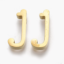 Letter J 304 Stainless Steel Pendants, Golden, Letter, Letter.J, 13x6x3mm, Hole: 1.8mm