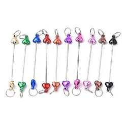 (52) Непрозрачная лаванда Железная планка для брелока с бусинами, с пластиковыми бусинками в форме сердечек, для брелока своими руками, платина, разноцветные, 81x11.5x7 мм, Перейти кольцо: 12x1.5 мм, внутренний диаметр: 10.5 мм