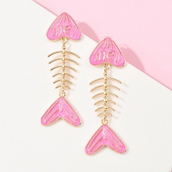 Золотой Литые эмаль болтаться серьги стержня, елочка, золотые, 71.5x24.5 мм