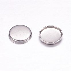 Stainless Steel Color 304 Stainless Steel Plain Edge Bezel Cups, Cabochon Settings, Flat Round, Stainless Steel Color, Tray: 6mm, 7.7x1mm