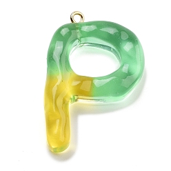 Letter P Смола подвеска, с обнаружением железного кольца, Письмо ~ Z, Письмо P, 39x26x7 мм, отверстие : 2 мм