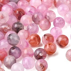 Бледно-Розовый Прозрачные акриловые бусины, круглые, два тона, розовый жемчуг, 9.5~10 мм, отверстие : 2 мм, Около 1000 шт / 500 г