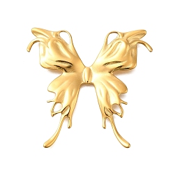 Настоящее золото 14K 304 подвески из нержавеющей стали, ионное покрытие (ip), очарование бабочки, реальный 14 k позолоченный, 42x43x2.5 мм, отверстие : 4.4x2.3 мм