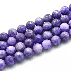 Средний Синий Шифер Природного кварца нитей бисера, окрашенные, круглые, имитация аквамарин, средний грифельно-синий, 10~10.5 мм, отверстие : 1~1.2 мм, около 37~38 шт / нитка, 14.76~15.16 дюйм (37.5~38.5 см)