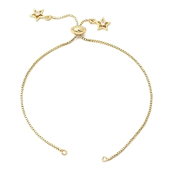 Настоящее золото 18K 1мм латунная цепочка-слайдер для изготовления браслетов, с прозрачными подвесками в виде звезд кубического циркония, стойки покрытие, долговечный, без свинца и без кадмия, реальный 18 k позолоченный, 9.45 дюйм (24 см), отверстие : 2 мм