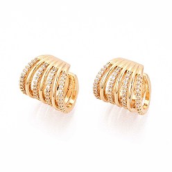 Настоящее золото 18K Латунные серьги-манжеты из прозрачного кубического циркония, многослойный с-образный, реальный 18 k позолоченный, 12x13x14 мм