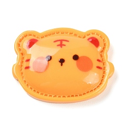 Тигр Кабошоны из непрозрачной смолы на тему животных, изготовление ювелирных изделий, тигр, 19x25.5x6 мм