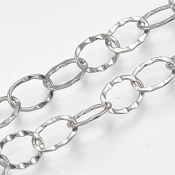 Нержавеющая Сталь Цвет Устойчивы к потускнению 304 цепи из нержавеющей стали, пайки, , овальные, цвет нержавеющей стали, 9x6.5x1 мм