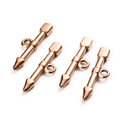 Розовое Золото Ионное покрытие (ip) 304 детали тумблеров из нержавеющей стали, бар, стрелка, розовое золото , 23.5x6.5x2.5 мм, отверстие : 1.8 мм
