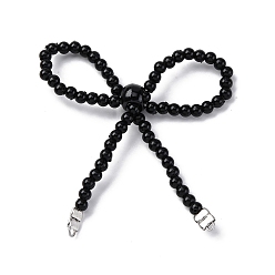 Черный Ссылки на компоненты люстры-банта из сплава и стекла, платина, чёрные, 47x46x7 мм, отверстие : 1.2 мм, бусина : 3~3.5 mm