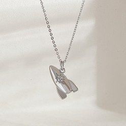 Rocket Ожерелья с подвесками Ocean Summer из латуни с прозрачными кубическими цирконами и паве, платина, ракета, 17.72 дюйм (45 см), Кулон : 19x10 мм
