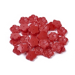 (123L) Белый крем непрозрачный блеск Непрозрачные стеклянные бусы, цветок, огнеупорный кирпич, 12x13x3 мм, отверстие : 1.2 мм