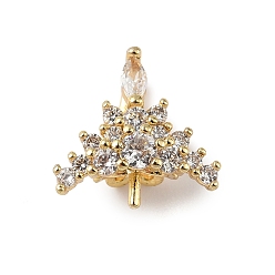 Золотой Латунные серьги-кольца из прозрачного кубического циркония, треугольные, без кадмия и без свинца, стойки покрытие, долговечный, золотые, 11x12.5x8 мм, отверстие : 3.5x6 мм, штифты : 1 мм