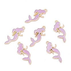 Сливовый Подвески из эмали и сплава, русалка, золотой свет, слива, 29x12.5x2 мм, отверстие : 1.4 мм