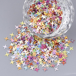Mixed Color Ornament Accessories, PVC Plastic Paillette/Sequins Beads, No Hole/Undrilled Beads,Star, Mixed Color, 4x4x0.4mm, about 1600pcs/bag