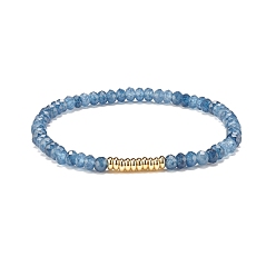 Стально-синий Натуральный малайзийский нефрит (окрашенный) браслет из бисера rondelle с латунью, украшения из драгоценных камней для женщин, стальной синий, внутренний диаметр: 2-1/4 дюйм (5.6 см)