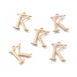 Letter K 304 Stainless Steel Charms, Greek Alphabet, Golden, Letter.K, 13.8x11.2x1mm, Hole: 1.2mm