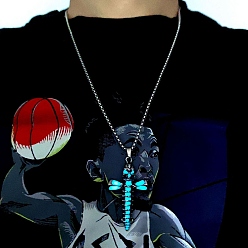 Бирюза Ожерелья с подвеской в виде черепа и креста из светящегося сплава, ожерелья из стальной цепочки, бирюзовые, 21.65 дюйм (55 см)