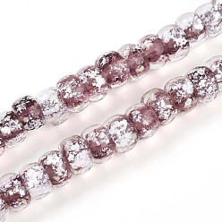 Серо-розавый Светящиеся стеклянные бусины ручной работы из серебряной фольги, рондель, светится в темноте, увядшая роза, 7~8.5x4.5~6.5 мм, отверстие : 1~1.5 мм, около 80 шт / нитка, 16.34 дюйм (41.5 см)