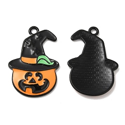 Hat Подвески из сплава хэллоуина с эмалью, долговечный, без кадмия, без никеля и без свинца, электрофорез черный, шляпа, 30x20.5x2.7 мм, отверстие : 2 мм