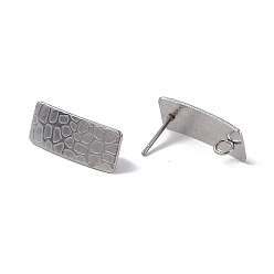 Нержавеющая Сталь Цвет Не тускнеют 304 серьги-гвоздики из нержавеющей стали, прямоугольные, с вертикальной петлей, цвет нержавеющей стали, 20x8.5 мм, отверстие : 2.5 мм, штифты : 0.7 мм