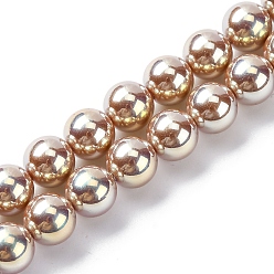 Сэнди Коричневый УФ-покрытие перламутровые стеклянные жемчужные бусины нити, имитация Австрийские кристаллические шарики, круглые, песчаный коричневый, 8 мм, отверстие : 0.7 мм, около 51~52 шт / нитка, 15.35~15.75 дюйм (39~39.5 см)