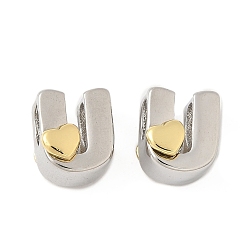 Letter U Латунные бусины, без кадмия и без свинца, платиной и золотом, Буква U, 10.5x8.5x7.5 мм, отверстие : 5x4 мм