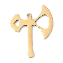 Настоящее золото 18K 201 подвески из нержавеющей стали, топор очарование, лазерная резка, реальный 18 k позолоченный, 19x15x1 мм, отверстие : 1.2 мм