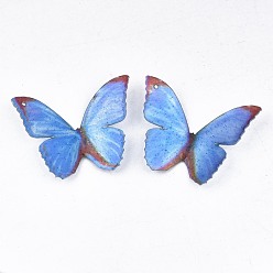 Sky Blue Acrylic Pendants, 3D Printed, Butterfly, Sky Blue, 31x23x1mm, Hole: 1.2mm
