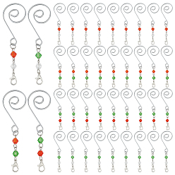 (52) Непрозрачная лаванда 100 шт. 4 стили сплава рождественский крючок, с застежками-карабинами из стеклянных бусин и сплава, разноцветные, 81 мм, 25 шт / стиль