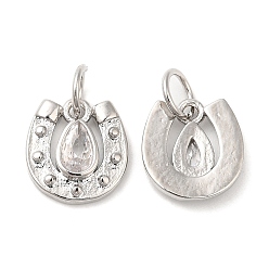 Платина Покрытие стойки латунь с подвесками из фианита, долговечный, без свинца и без кадмия, стремя очарование, платина, 10x10x2 мм