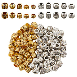 Античный Серебрянный & Античный Золотой 100шт 10 стили сплав европейские бусины, бусины с большим отверстием, column & rondelle, старинное серебро и античный золотой, 8~10x5~10 мм, 10 шт / стиль