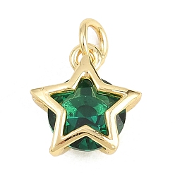 Настоящее золото 18K Латунные микро проложить кубического циркония подвески, звезды прелести, долговечный, стойки покрытие, без свинца и без кадмия, реальный 18 k позолоченный, 12.5x11x6.5 мм, отверстие : 3.3 мм