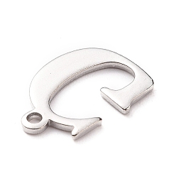 Letter G 304 Stainless Steel Charms, Laser Cut, Alphabet, Stainless Steel Color, Letter.G, 12x9x0.8mm, Hole: 1mm