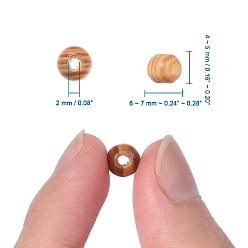 Peru Original Color Natural Wood Beads, Round Wooden Spacer Beads for Jewelry Making, Undyed, Peru, 6~7x4~5mm, Hole: 2mm
