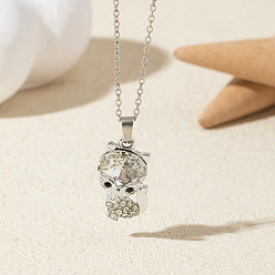 Лиса Ожерелья из сплава с кристаллами и стразами, платина, лиса, 17.72 дюйм (45 см)