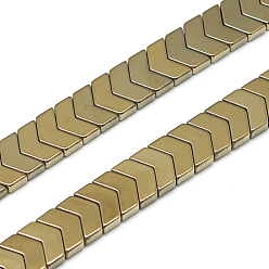 Light Gold Plated Electroplate Non-magnetic Synthetic Hematite Bead Strands, Light Gold Plated, 7x10x3mm, Hole: 1mm, about 87pcs/strand, 15.7 inch