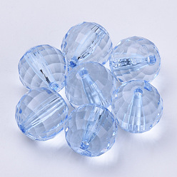 Light Steel Blue Transparent Acrylic Beads, Faceted, Round, Light Steel Blue, 8x8mm, Hole: 1.5mm, about 1770pcs/500g