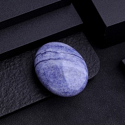 Синий Авантюрин Окрашенный и нагретый натуральный синий авантюрин скульптура витрина украшения, для украшения стола в домашнем офисе. овальный, 45x35 мм