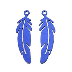Королевский синий 430 подвеска из нержавеющей стали, окрашенная распылением, подвески в форме пера, королевский синий, 22x6x0.3 мм, отверстие : 1.1 мм