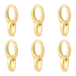 Настоящее золото 18K 6шт. латунные пружинные кольца-затворы, без кадмия, без никеля и без свинца, реальный 18 k позолоченный, 20.5x9x7 мм, отверстие : 4.5x5.5 мм