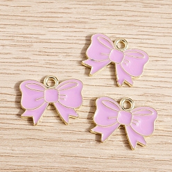 Сливовый Подвески из эмали и сплава, золотой свет, очарование бантом, слива, 16x13 мм, 10 шт / комплект