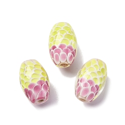 Фламинго Двухцветные бусины лэмпворк ручной работы, овал с чешуйчатым рисунком, фламинго, 16.5~18.5x10.5~11.5 мм, отверстие : 2.5 мм