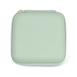 Морско-зеленый Портативные дорожные шкатулки для хранения ювелирных изделий из ЭВА и искусственной кожи, квадратный, для колец, сережек, браслетов, цвета морской волны, 12x12x4.6 см