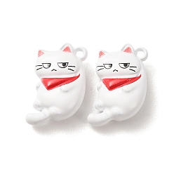 Red Baking Paint Zinc Alloy Pendants, Cat Shape Charms, Red, 15.5x11x6mm, Hole: 1.4mm
