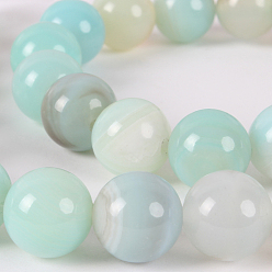 Sky Blue Natural Gemstone Agate Round Bead Strands, Dyed, Sky Blue, 10mm, Hole: 1mm, about 38pcs/strand, 14.96 inch